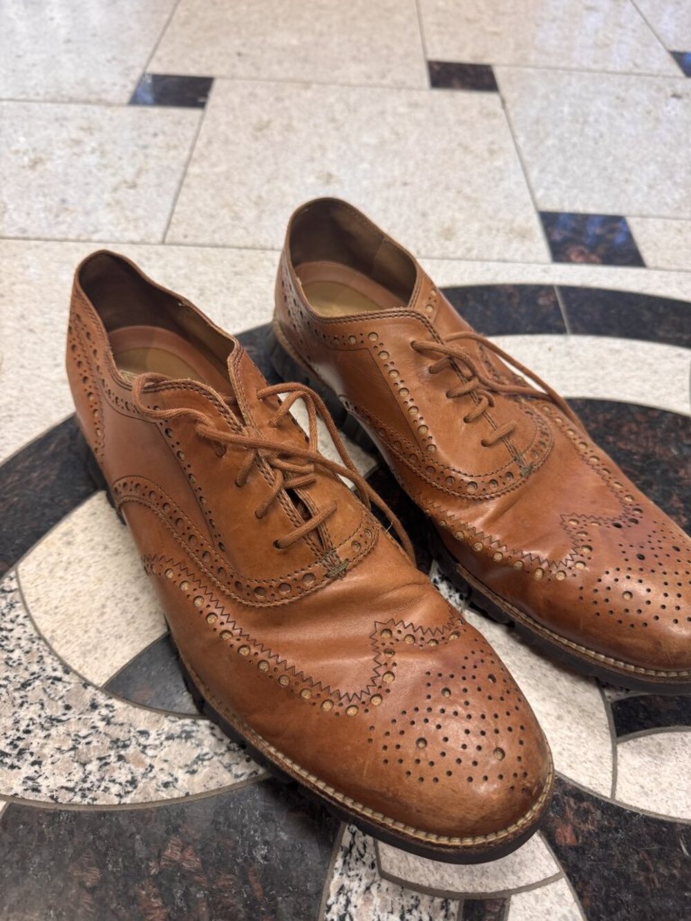 Cole Haan ZeroGrand Wingtip Oxford Tan Sz 13